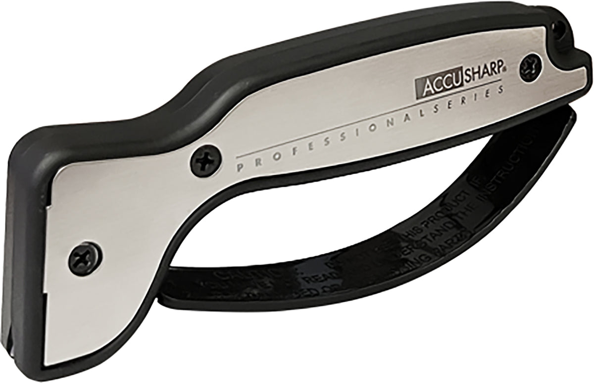 AccuSharp 040C Pro Sharpener Fixed Diamond Tungsten Carbide Sharpener Black/Silver Aluminum/Overmolded Rubber