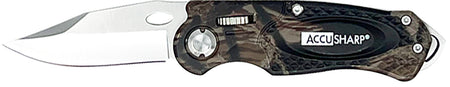 AccuSharp 704C Sport 3" Folding Plain Stainless Steel Blade/Camo Anodized Aluminum Handle Includes Belt Clip