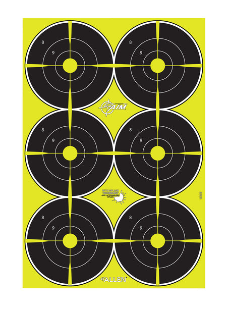 EZ-Aim 15355 Splash Reactive Bullseye Hanging Paper 12" x 18" Black/Yellow Yellow 8 Pack