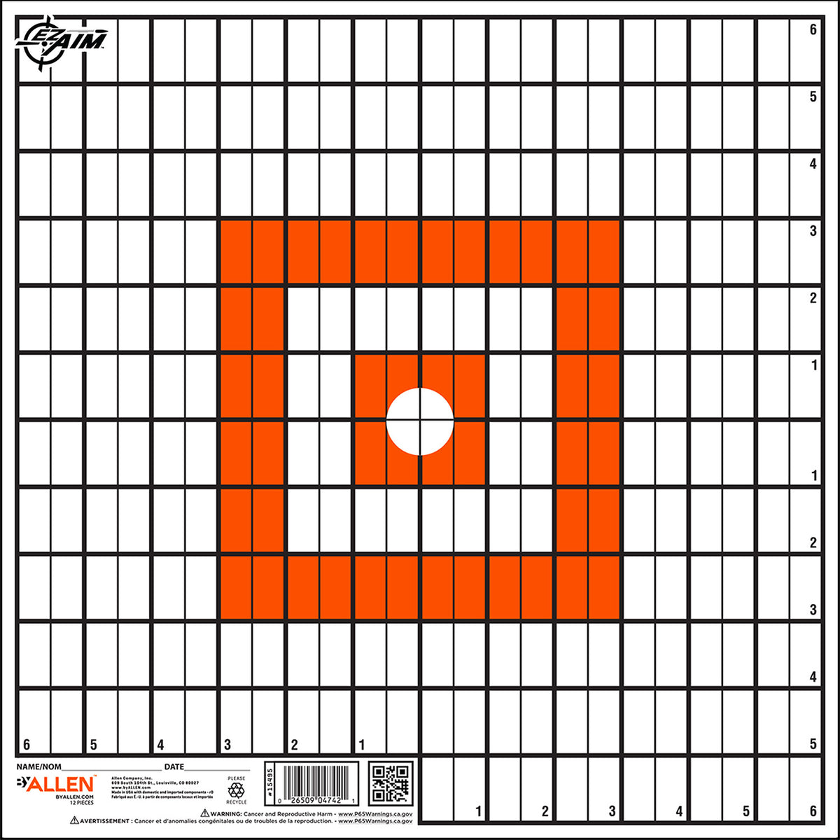 EZ-Aim 15495 Grid Target Paper Hanging 12"x12" Orange/White 12 Per Pack
