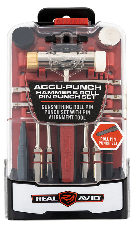 Real Avid AVHPS-RP Accu-Punch Hammer & Roll Pin Punch Set Black/Red Steel Rubber Handle
