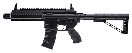 Umarex 2252120 Steel Strike Air Rifle CO2 177 BB Single Shot Or 6 Round Burst Mode, 30rd Drop Free Magazine, 900 BB Capacity Reservoir, Flat Top Picatinny Rail, Flip Up Sights, Adjustable Stock