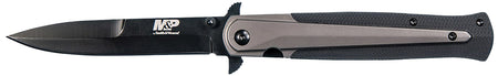 Smith & Wesson Knives 1085899 M&P Tactical Stiletto 4" Folding Spear Point Plain Stainless Steel Blade FRN Black/FDE Includes Pocket Clip