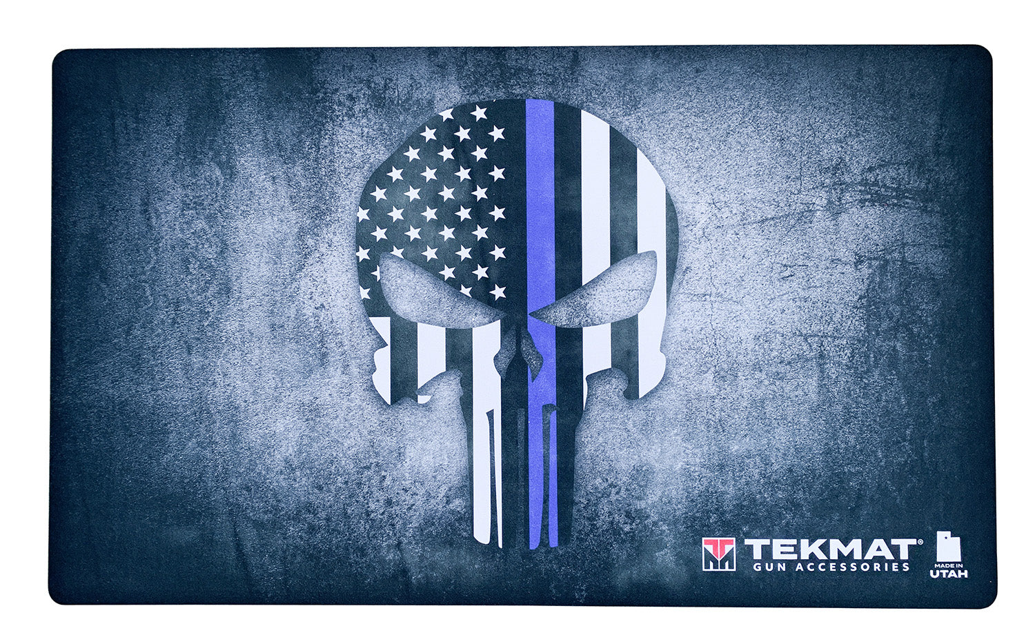 TekMat TEK42BLUELINE Blue Line Punisher Door Mat Multi Color Rubber 42" Long Blue Line Punisher Skull 612409974136