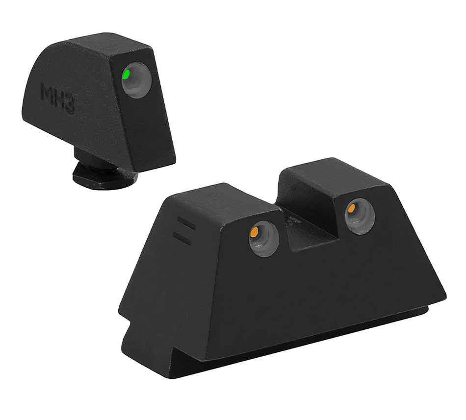 Meprolight USA 102243391 Tru-Dot Green Tritium White Outline Front Sight-Orange Tritium White Outline Rear Sight Glock 17/17L/19/22/23