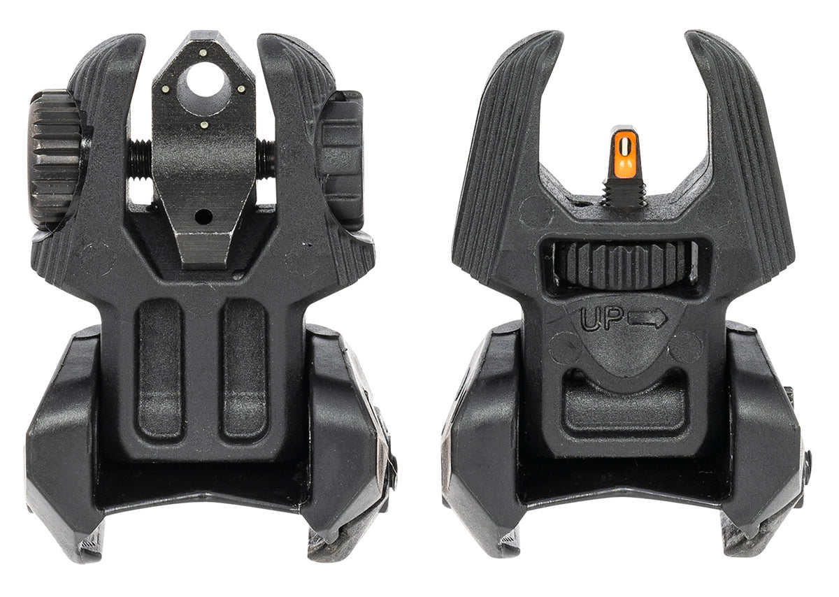 Meprolight USA 403240 FUBS Sight Set Black AR Platform Flip Up Orange Tritium Front/Green Tritium Rear