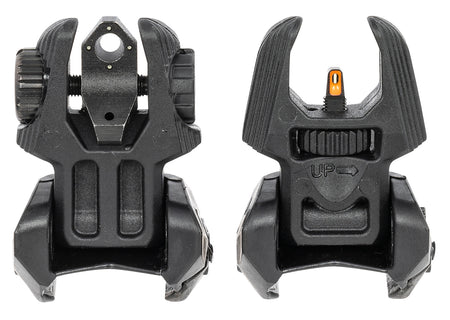 Meprolight USA 403240 FUBS Sight Set Black AR Platform Flip Up Orange Tritium Front/Green Tritium Rear