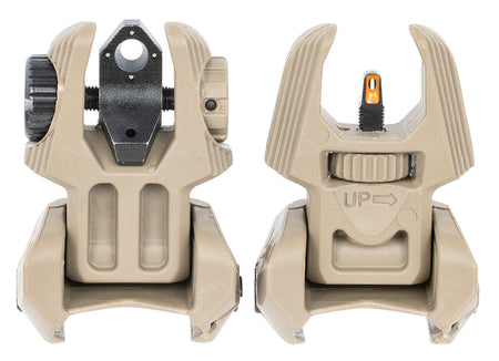 Meprolight USA 403440 FRBS Sight Set Desert Tan AR-15 Flip Up Orange Tritium Front/Green Tritium Rear