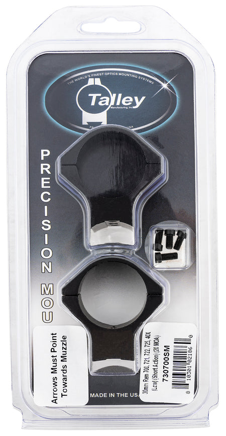 Talley 730700SM Scope Mount/Ring Combo Black Anodized Aluminum 30mm Tube Remington 700/721/722/725/40X Low Rings Short Action 20 MOA