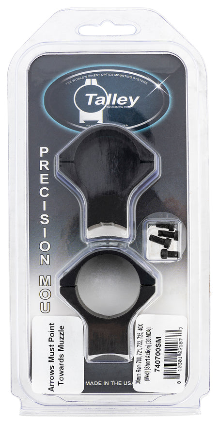 Talley 740700SM Scope Mount/Ring Combo Black Anodized Aluminum 30mm Tube Remington 700/721/722/725/40X Medium Rings Short Action 20 MOA