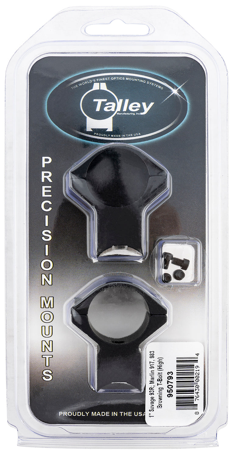 Talley 950793 Scope Mount/Ring Combo Black Anodized Aluminum 1" Tube Savage 93R/B.Mag/Mark II High Rings 0 MOA