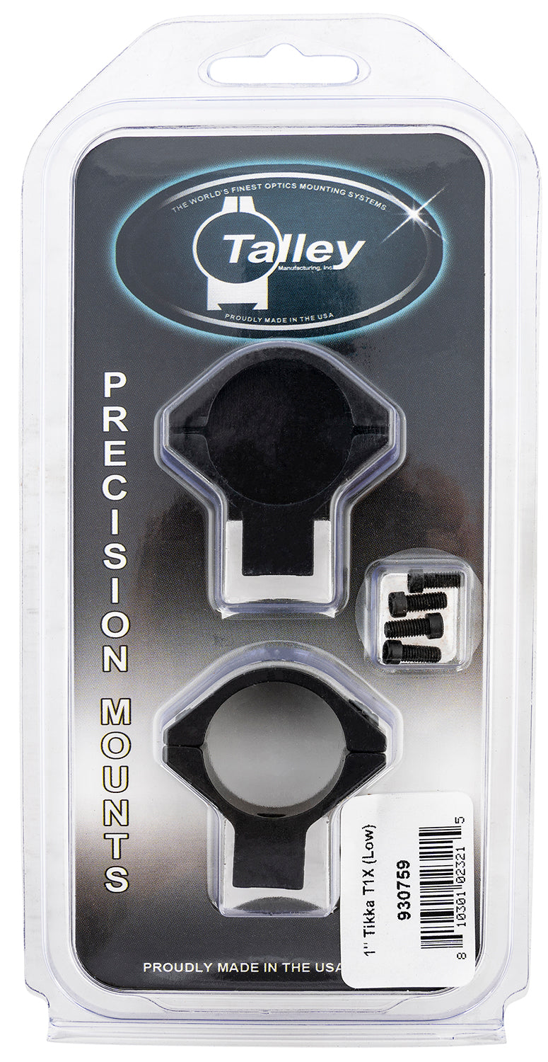 Talley 930759 Scope Mount/Ring Combo Black Anodized Aluminum 1" Tube Tikka T1/T1X Low Rings 0 MOA