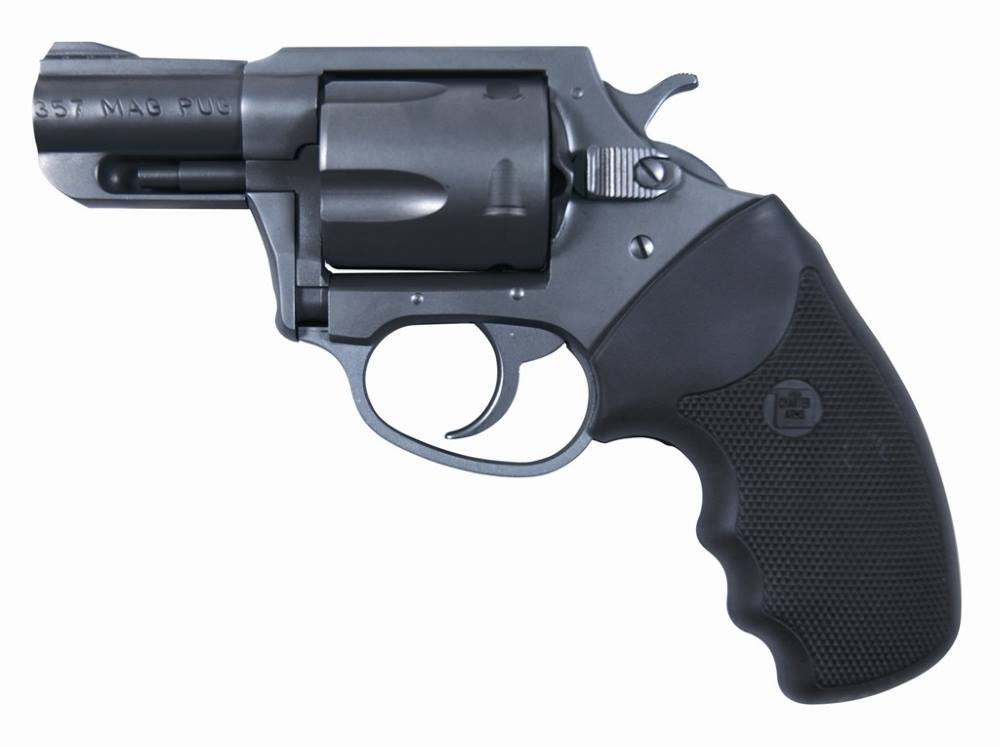 Charter Arms 13520 Mag Pug Large 357 Mag, 5 Shot 2.20" Black Ported Steel Barrel, Black Steel Cylinder & Frame w/Black Finger Grooved Rubber Grip