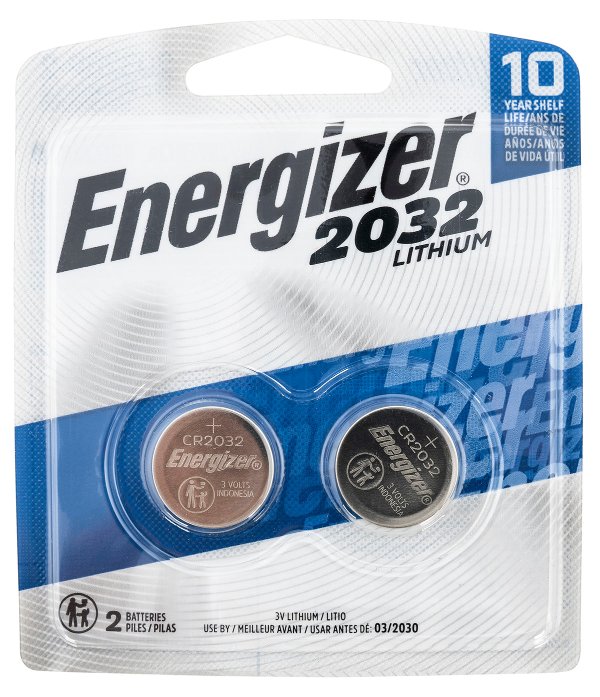 Energizer 2032BP2 CR2032 Lithium Battery Silver 3.0 V 235 mAh, Qty (2) Single Pack