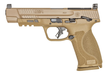 Smith & Wesson 13569 M&P M2.0 Full Size 9mm Luger 17+1, 5" Black Armornite Steel Barrel, Flat Dark Earth Armornite Optic Ready/Serrated Stainless Steel Slide & Polymer Frame w/Picatinny Rail