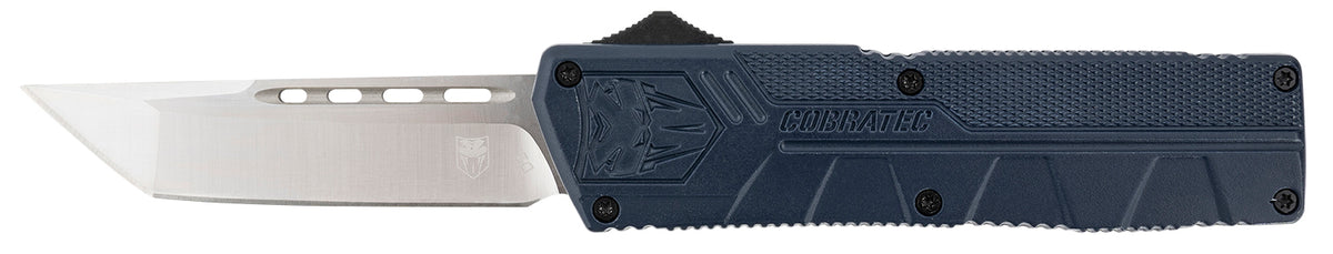 CobraTec Knives NYCTLWTNS Lightweight 3.25" OTF Tanto Plain D2 Steel Blade/NYPD Blue Aluminum Handle Includes Pocket Clip