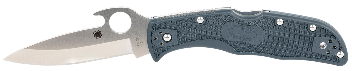 Spyderco C243PGYW Endela Lightweight 3.41" Folding Clip Point Plain VG-10 SS Blade Blue/Gray FRN Handle Includes Pocket Clip