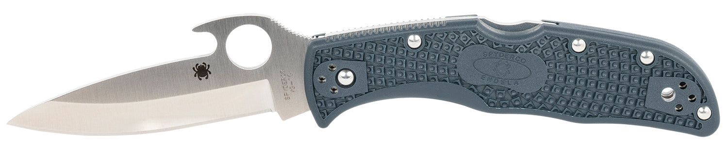 Spyderco C243PGYW Endela Lightweight 3.41" Folding Clip Point Plain VG-10 SS Blade Blue/Gray FRN Handle Includes Pocket Clip