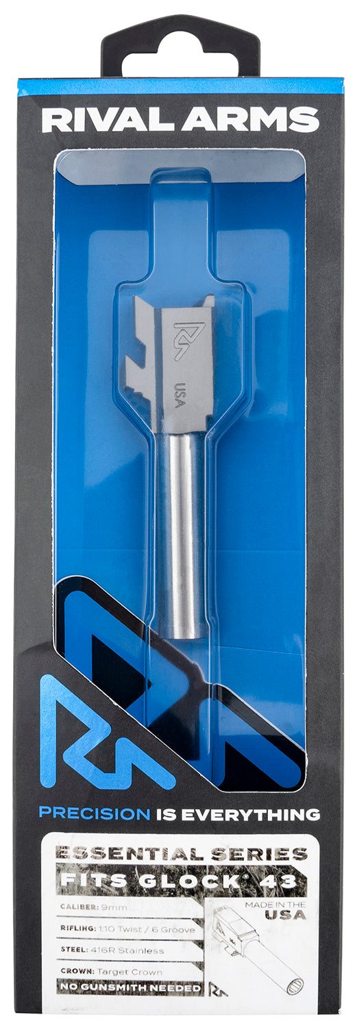 Rival Arms RA-RA22G301D Essential V2 Drop-In Barrel 9mm Luger 3.41" Stainless Steel Finish & Material for Glock 43