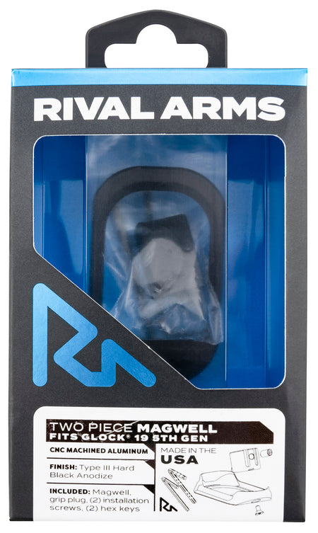 Rival Arms RARA70G221A Two Piece Magwell Compatible w/Glock 19 Gen5, Black Anodized Aluminum