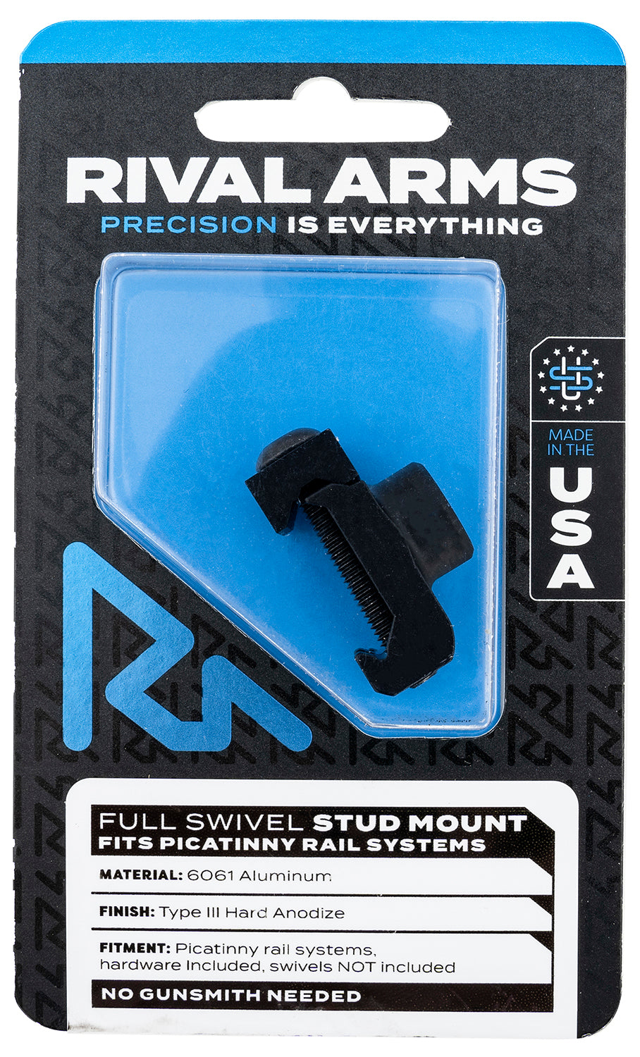 Rival Arms RA-RA92M2B Full Swivel Stud Mount Black Anodized 6061-T6 Aluminum compatible with Picatinny Rail (Swivel Not Included)