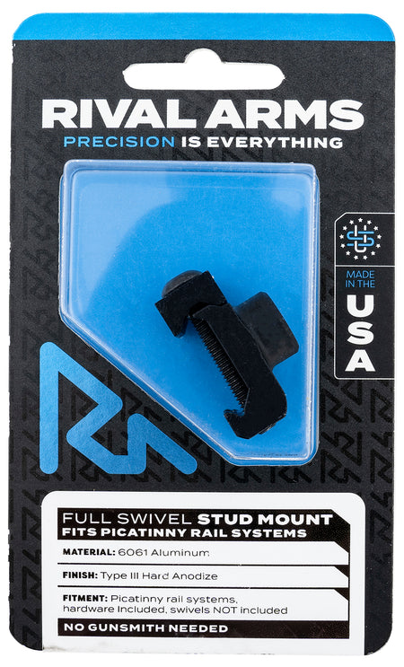 Rival Arms RA-RA92M2B Full Swivel Stud Mount Black Anodized 6061-T6 Aluminum compatible with Picatinny Rail (Swivel Not Included)