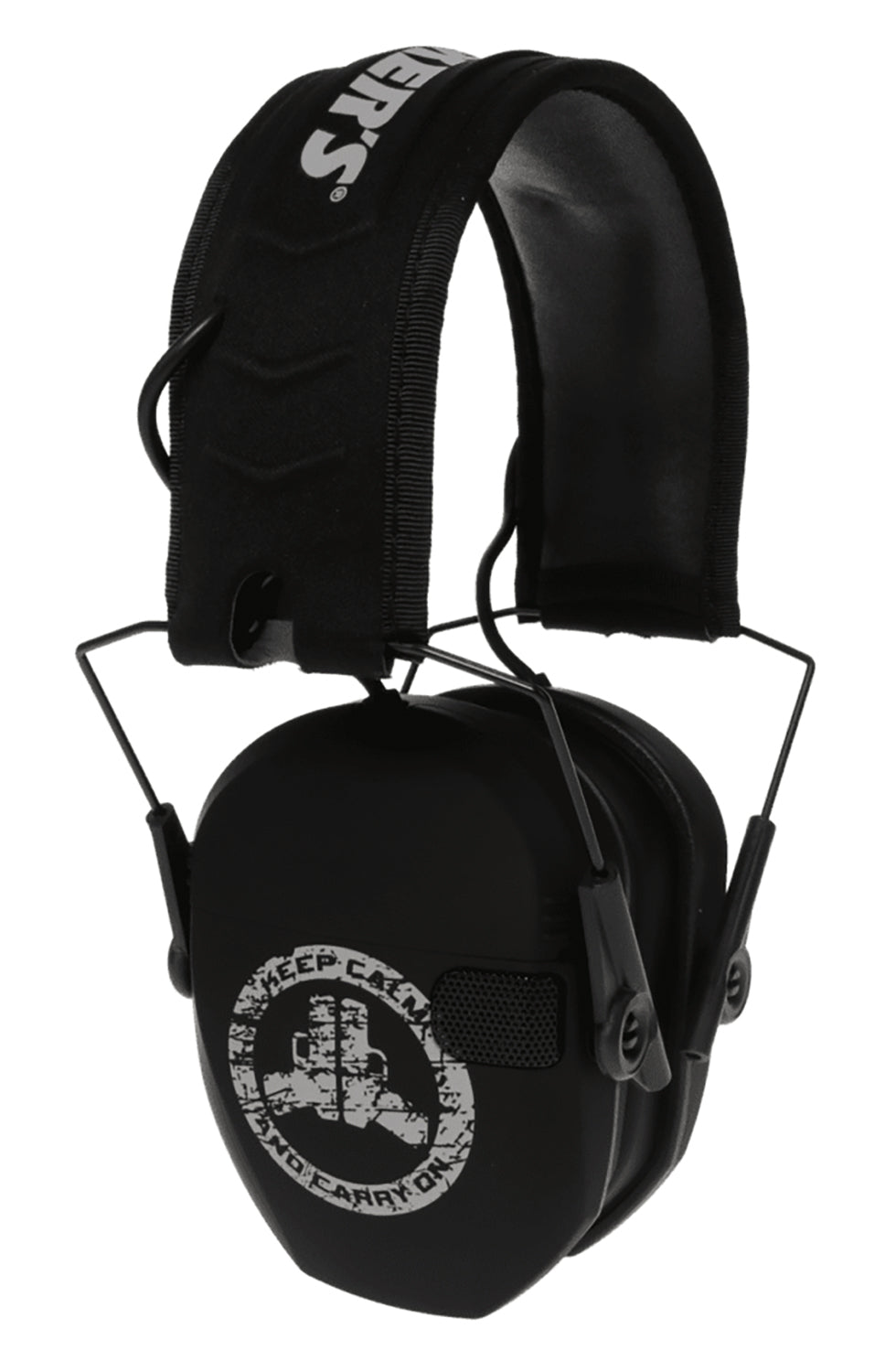 Walker's GWPRSEMFSKCCO Razor Slim Electronic Freedom Muff 23 dB Over the Head Black w/Distressed Carry On Logo Polymer