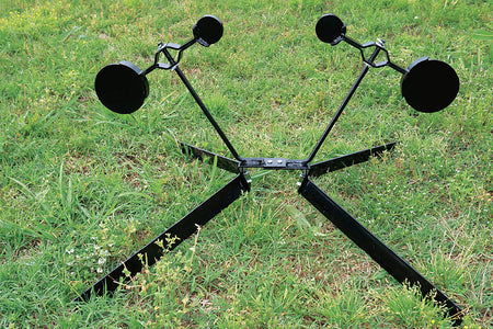 Viking Solutions VKSVST001 Dual Spinner Target Rimfire Pistol/Rifle Black AR500 Steel Gong Plates Standing