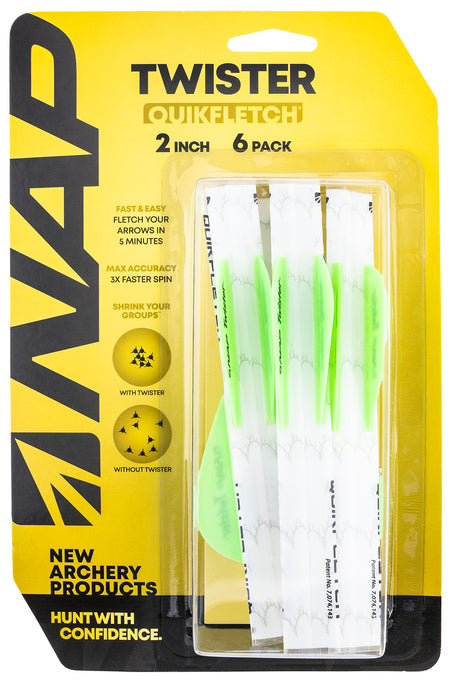 NAP NAP60638 Quickfletch Twister Fletching White Green/ 6 Pack