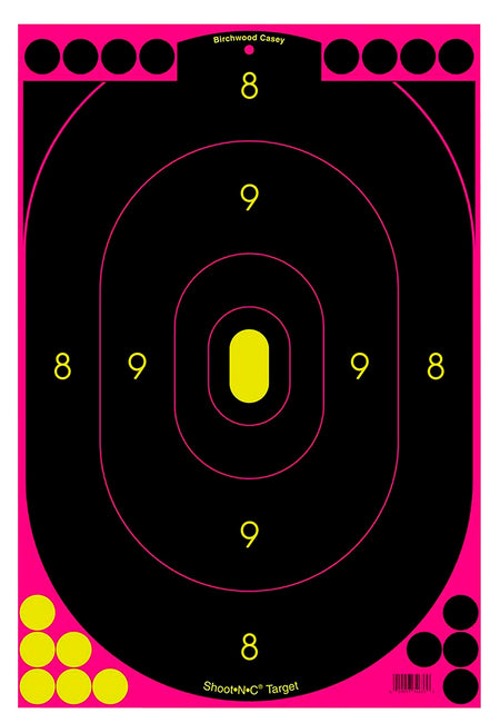 Birchwood Casey 34635 Shoot-N-C Reactive Target Self-Adhesive Paper Black/Pink 12"x18" Oval Silhouette 5 Pack