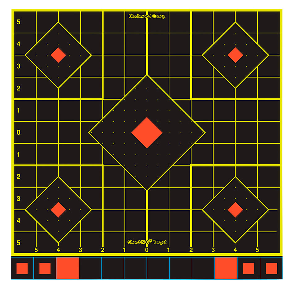 Birchwood Casey 34211 Shoot-N-C Sight-In Self-Adhesive Paper Black/Yellow/Red 12" 5-Diamond 100 Pack