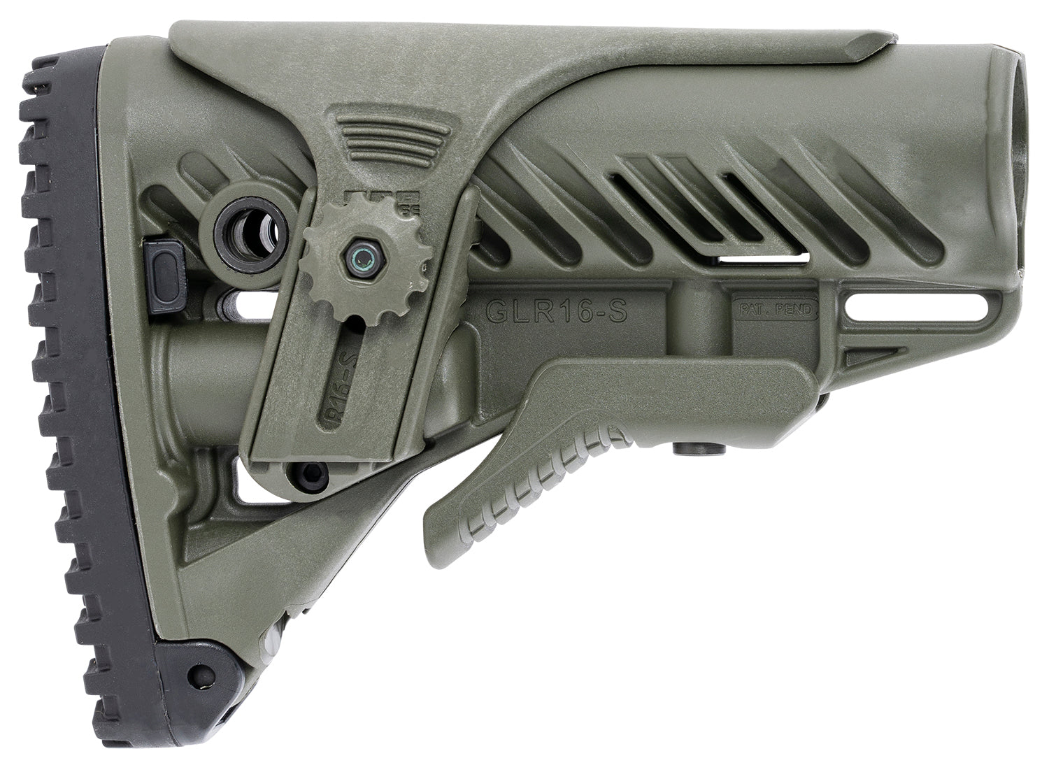 FAB Defense FXGLR16CPG GLR-16 Tactical Buttstock for AR-15/ M4 w/Adjustable Cheek-Rest & Anti-Rattle Mechanism OD Green Polymer