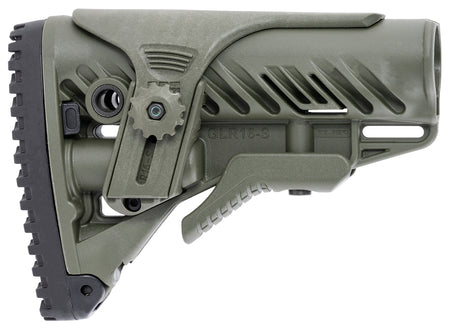 FAB Defense FXGLR16CPG GLR-16 Tactical Buttstock for AR-15/ M4 w/Adjustable Cheek-Rest & Anti-Rattle Mechanism OD Green Polymer