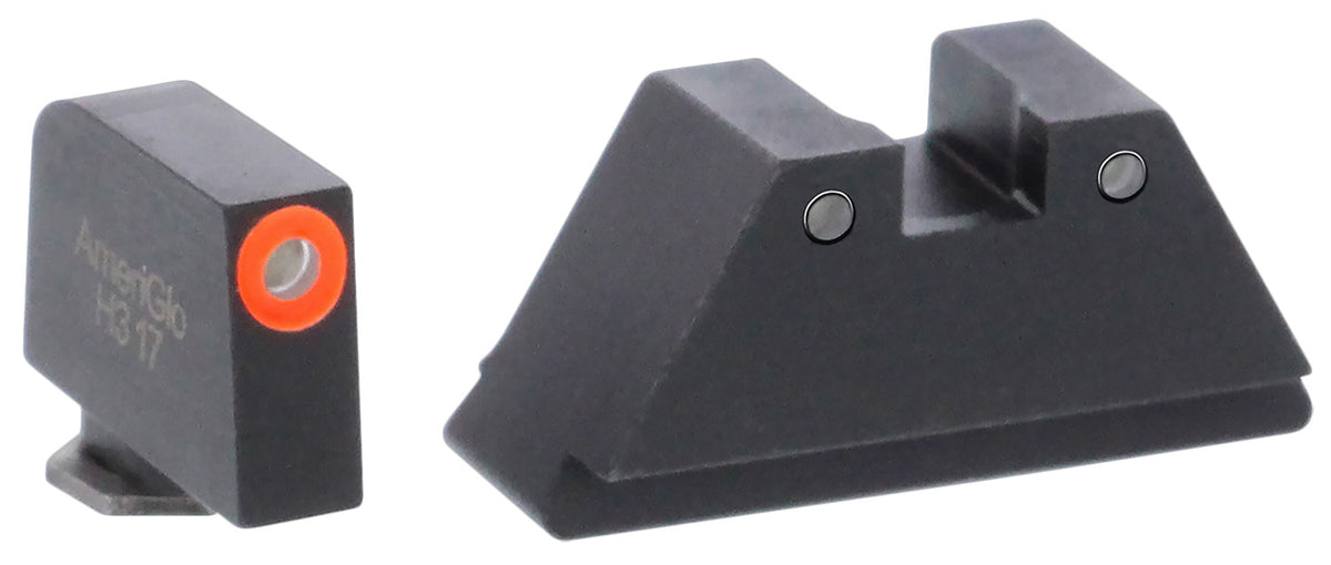 AmeriGlo GL452 Optic Compatible Sight Set for Glock XL Tall Green Tritium Orange Outline Front Sight-Green Tritium Black Outline Rear Sight