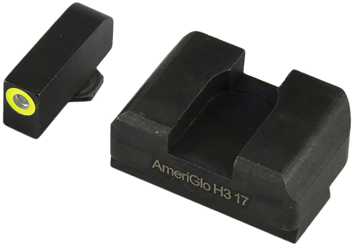 AmeriGlo GL611 Optic Compatible Sight Set for Glock XL Tall Green Tritium LumiGreen Outline Front Sight-Black Rear Sight