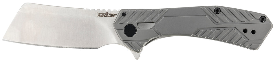 Kershaw 3445 Static 2.90" Folding Cleaver Plain Satin 8Cr13MoV SS Blade Gray PVD Stainless Steel Handle Includes Pocket Clip