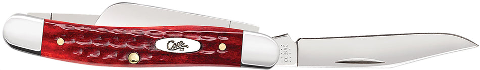 Case 00786 Stockman Medium 2.57"/1.88"/1.71" Folding Clip/Sheepsfoot/Spey Plain Mirror Polished Tru-Sharp SS Blade/Corn Cob Jigged Old Red Bone Handle