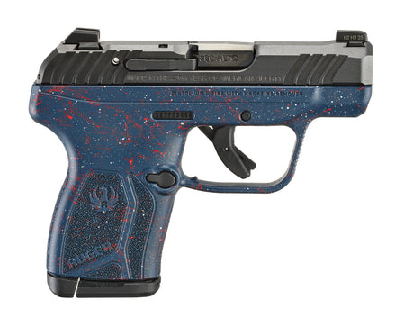 Ruger 13778 LCP Max 250th Anniversary Compact Frame 380 ACP 10+1 2.80" Black Nitride Barrel, Black Nitride Alloy Steel Engraved/Serrated Slide, Liberty Blue w/Red & White Splatter Polymer Frame