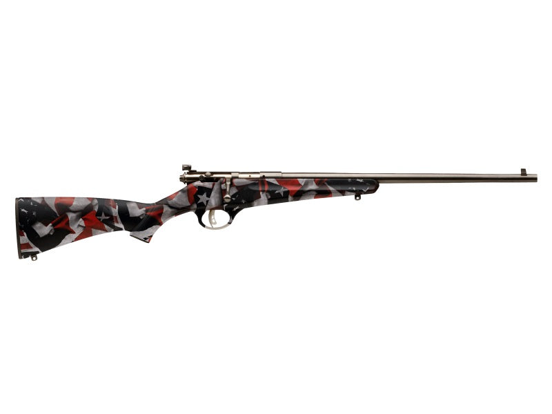 Savage Arms 13801 Rascal Youth 22 LR 1rd 16.13" Satin Black Sporter Barrel, Satin Black Carbon Steel Receiver, American Flag Fixed Synthetic Stock, Right Hand