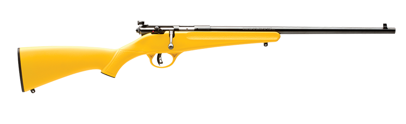Savage Arms 13805 Rascal Youth 22 LR 1rd 16.13" Matte Black Sporter Barrel, Matte Black Carbon Steel Receiver, Yellow Fixed Synthetic Stock, Right Hand
