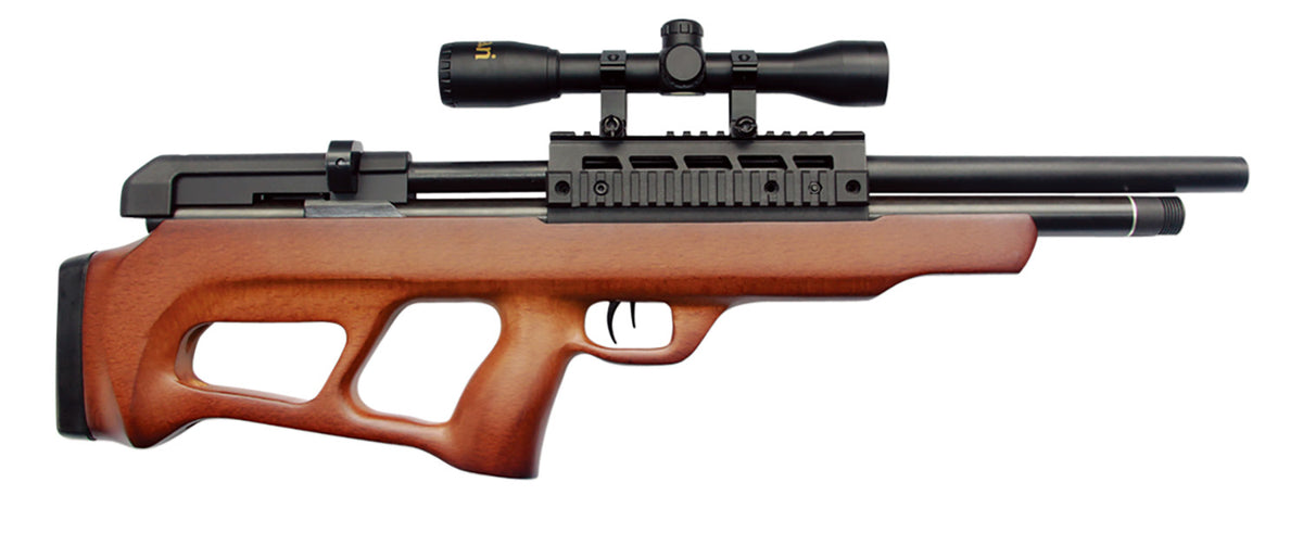 Beeman 1357 Under-Lever Pre-Charged Pneumatic 177 Pellet 12+1 Shot Black Black Receiver European Hardwood Scope 4x32mm