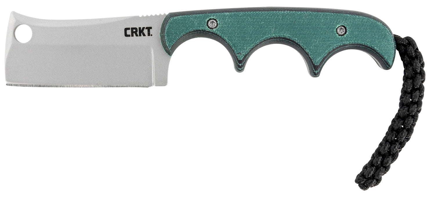 CRKT 2383 Minimalist 2.13" Fixed Cleaver Plain Bead Blasted 5Cr15MoV SS Blade/ Green Contoured Resin Infused Fiber Handle Includes Lanyard/Sheath
