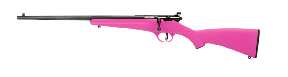 Savage Arms 13844 Rascal Youth 22 LR 1rd 16.13" Matte Black Sporter Barrel, Matte Black Carbon Steel Receiver, Pink Fixed Synthetic Stock, Left Hand