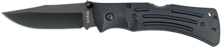 Ka-Bar 3050 Mule 3.88" Folding Clip Point Plain Black Stonewashed AUS-8A SS Blade, Black Zytel Handle, Includes Pocket Clip/Sheath