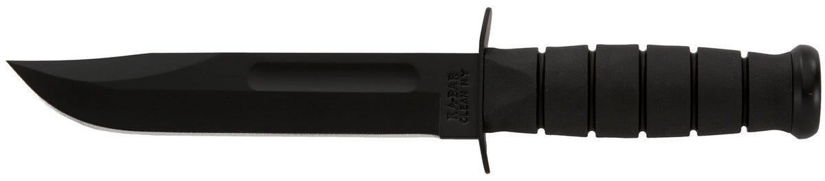 Ka-Bar 1211 Fighting/Utility 7" Fixed Clip Point Plain Black 1095 Cro-Van Blade, Black Kraton G Handle, Includes Sheath
