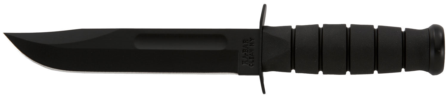 Ka-Bar 1211 Fighting/Utility 7" Fixed Clip Point Plain Black 1095 Cro-Van Blade, Black Kraton G Handle, Includes Sheath