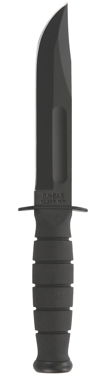 Ka-Bar 1256 Fighting/Utility 5.25" Fixed Clip Point Plain Black 1095 Cro-Van Blade, Black Kraton G Handle, Includes Sheath