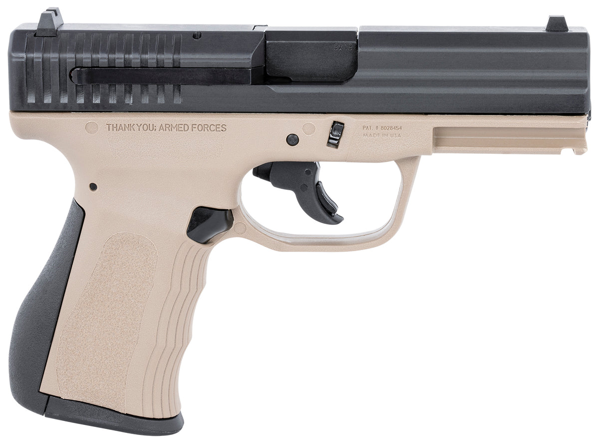 FMK G9C1G2DESSCM 9C1 G2 *CA/MA Compliant 9mm Luger 10+1 4" Black Stainless Steel Barrel, Black Serrated Carbon Steel Slide, Flat Dark Earth Polymer Frame w/Picatinny Rail, Black Backstrap Grip