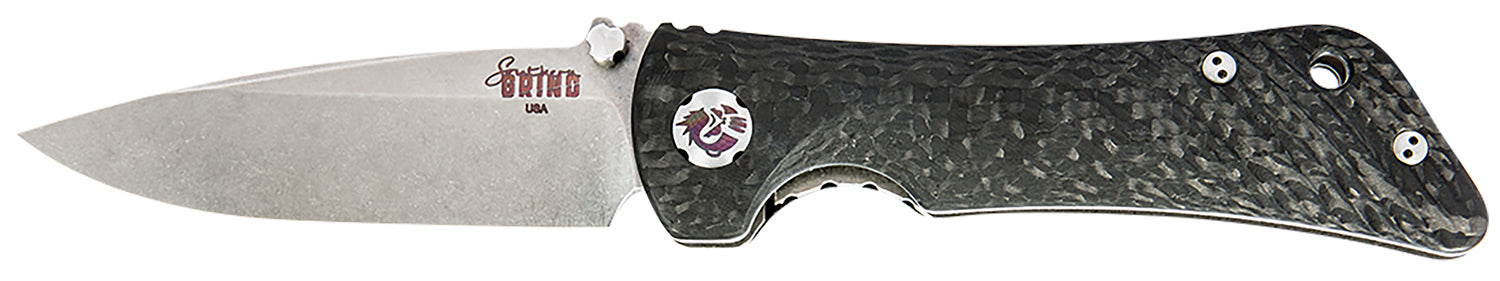 Southern Grind SG06030008 Spider Monkey 3.25" Folding Drop Point Plain Satin S35VN SS Blade, 4.19" Black Textured Carbon Fiber Handle, Includes Pocket Clip