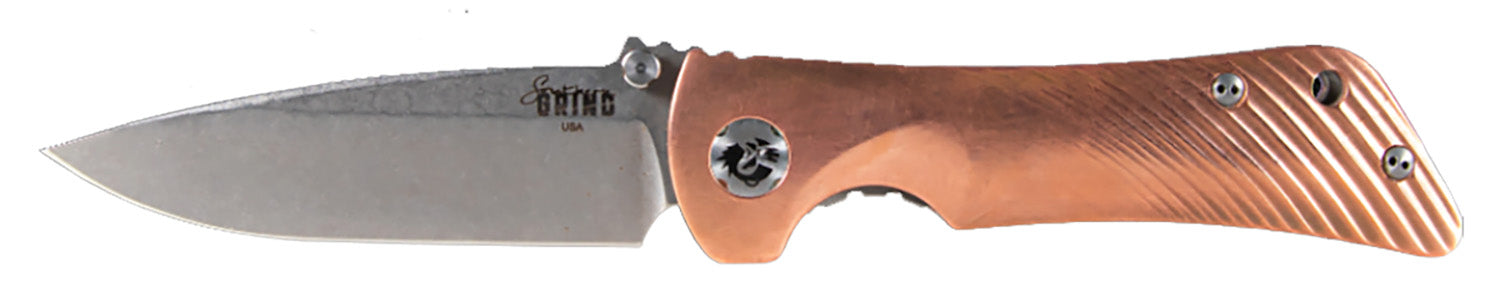 Southern Grind SG06030014 Spider Monkey 3.25" Folding Drop Point Plain Satin S35VN SS Blade, Titanium/Copper Handle, Includes Pocket Clip